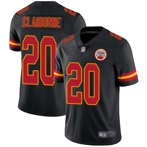 Men Kansas City Chiefs #20 Claiborne Morris Limited Black Rush Vapor Untouchable Football Nike NFL Jersey